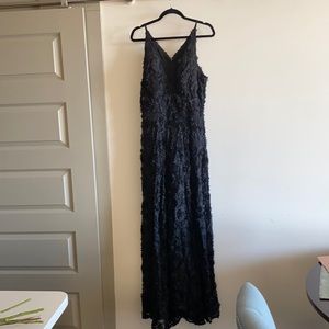 Beautiful flower aplique, black, sheer panel below knees. Used once. $80 OBO.